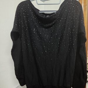 Guess Black Off-the-Shoulder Sweater with Rhinestones